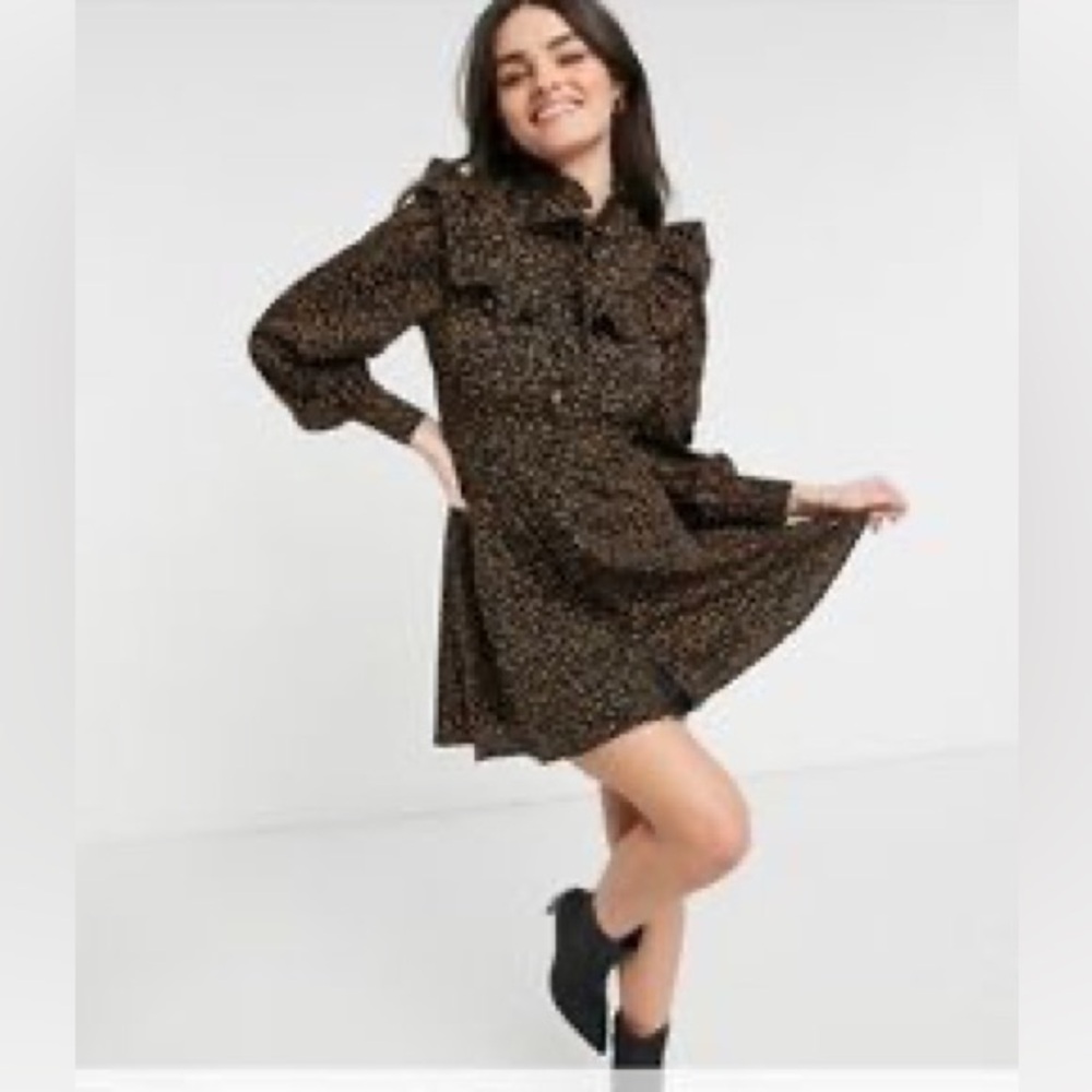 FASHION UNION western style frill detail mini shirt dress